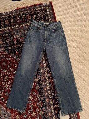 Abercrombie & Fitch Blue Straight-Leg Jeans with Subtle Stud Detail